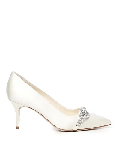 Manolo Blahnik Satin Pumps In White