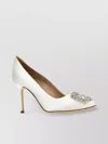 Manolo Blahnik Satin Pumps With Embellished Detail And Stiletto Heel