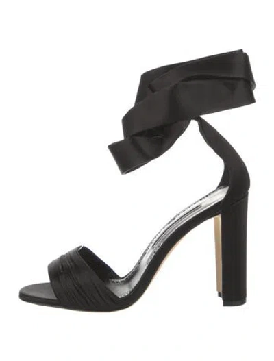 Pre-owned Manolo Blahnik Satin Sandals In Black