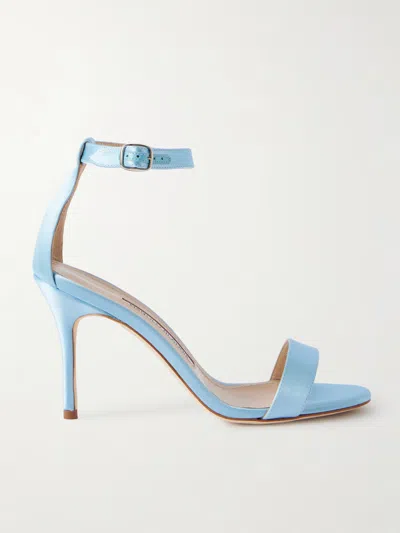 Manolo Blahnik Chaos 90 Satin Sandals In Blue