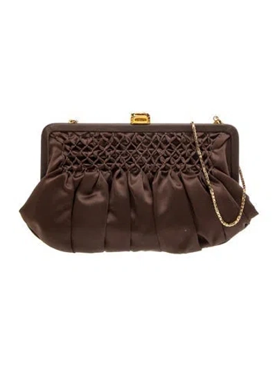 Pre-owned Manolo Blahnik Satin Shoulder Bag In Brown