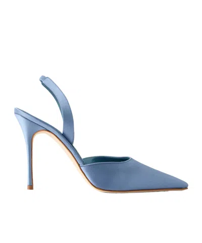 Manolo Blahnik Satin Slingback Pumps In Brown