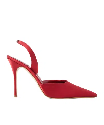 Manolo Blahnik Borelapla 105 Satin Slingback Pumps In Red
