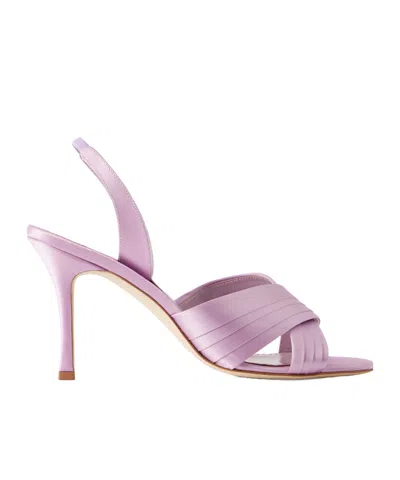 Manolo Blahnik Viera 90 Satin Slingback Sandals In Purple