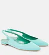 Manolo Blahnik Sawra 10 Suede Slingback Flats In Blue