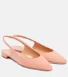 Manolo Blahnik Sawra 10 Suede Slingback Flats In Orange