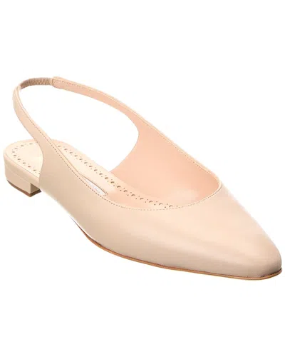 Manolo Blahnik Sawra Leather Slingback Flat In Brown
