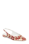 Manolo Blahnik Sawra Floral Slingback Ballerina Flats In Red Floral