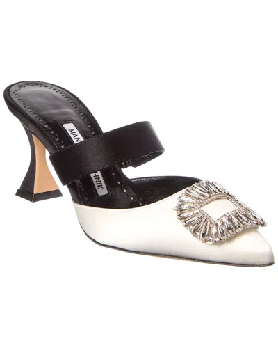 Manolo Blahnik Scapetamu 70 Satin Mule In Black