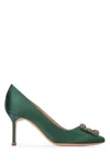 Manolo Blahnik Crystal Buckle High Heels