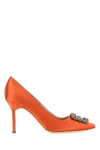 Manolo Blahnik Hangisi 90 Crystal Embellished Satin Pumps