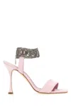 Manolo Blahnik Suede Sandals With Embellished Strap And Stiletto Heel