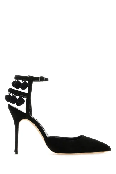 MANOLO BLAHNIK MANOLO BLAHNIK BLACK SUEDE TUMUSAMI PUMPS