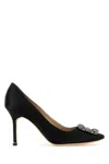 Manolo Blahnik Hangisi 50 Fmc Crystal-embellished Satin Pumps In Blck