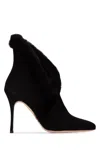 Manolo Blahnik Nestanu 105 Shearling-trimmed Suede Ankle Boots In Blck