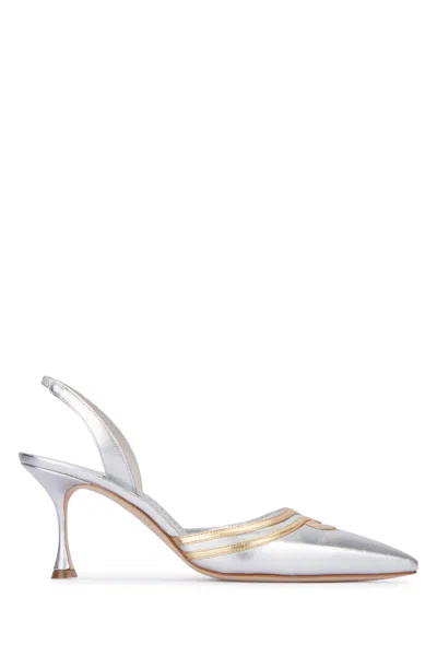 Manolo Blahnik Scarpe Con Tacco Chongasli2231485 Silvgold In Silver