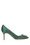 Manolo Blahnik Crystal Buckle High Heels In Dgrn