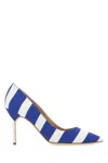 Manolo Blahnik Bb Stripe Cotton Stiletto Pumps In Ypri