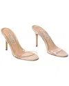 Manolo Blahnik Scolto 90 Vinyl & Leather Sandal (authentic Pre-loved) In Neutral