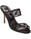 Manolo Blahnik Scoltobi Polka Dot Mesh Sandal In Black
