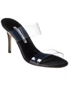 Manolo Blahnik Scolto Clear Two-band Slide Sandals In Black