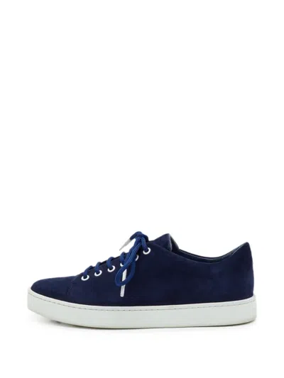 Pre-owned Manolo Blahnik Semando Lace-up Sneakers In Blue
