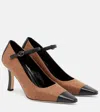 Manolo Blahnik Semele 90 Leather-trimmed Brushed Tweed Mary Jane Pumps In Brown