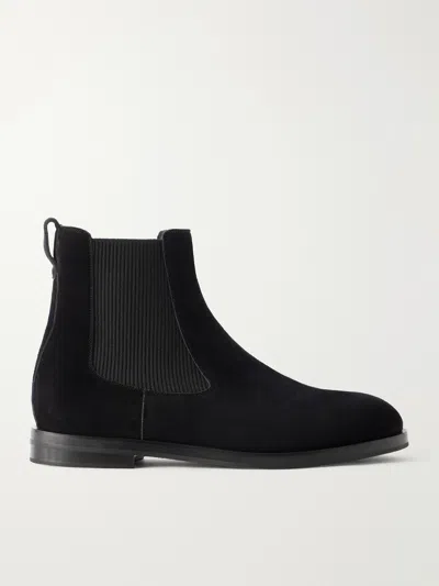 Manolo Blahnik Sempione Manny Suede Chelsea Boots In Black