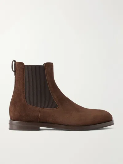 Manolo Blahnik Sempione Manny Suede Chelsea Boots In Brown