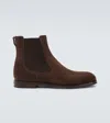 Manolo Blahnik Sempione Suede Chelsea Boots In Brown
