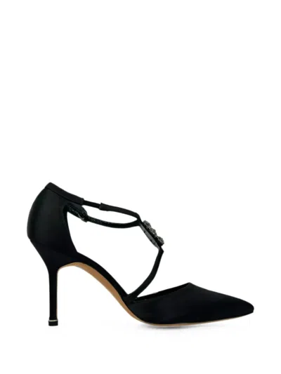 Pre-owned Manolo Blahnik Seneca Crystal-embellished Pumps In Black
