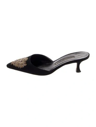 Pre-owned Manolo Blahnik Sequin Embellishments Mules In Black