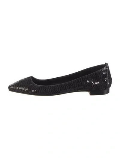 Pre-owned Manolo Blahnik Sequins Ballet Flats In Black