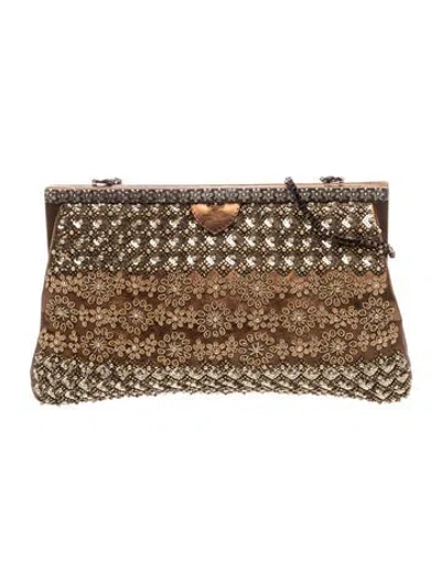 Pre-owned Manolo Blahnik Sequins Shoulder Bag In Brown
