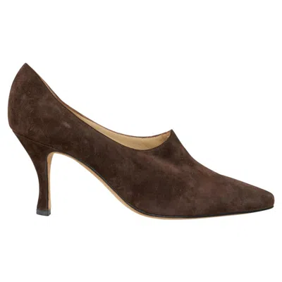 Pre-owned Manolo Blahnik Shoe Brown Suede Vintage Pump 36.5 / 6.5