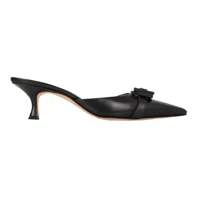 Pre-owned Manolo Blahnik Shoe Mule Abstract Wood Buckle 36.5 / 6.5 In Black