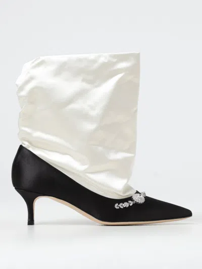 MANOLO BLAHNIK FLAT ANKLE BOOTS MANOLO BLAHNIK WOMAN COLOR BLACK,414680002