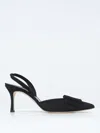 Manolo Blahnik Maysli 70 Buckled Suede Slingback Pumps In Schwarz