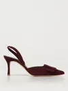 Manolo Blahnik Maysli Suede Buckle Halter Pumps In Burgundy