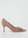 Manolo Blahnik Maysale Suede Pointed-toe Buckle Pumps In Natural
