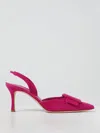 Manolo Blahnik Maysli Almond Toe Suede Buckle Pumps In Pflaume