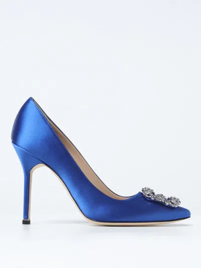 Manolo Blahnik Hangisi 90 Royal Blue Satin Pumps
