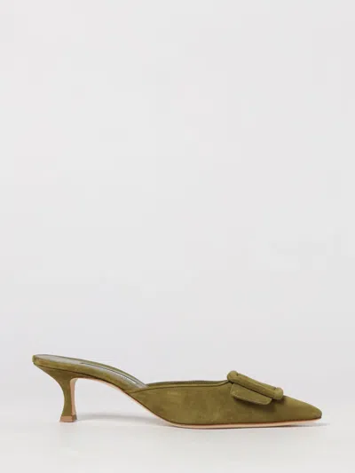 Manolo Blahnik Maysale Buckle-detail Mules In Green