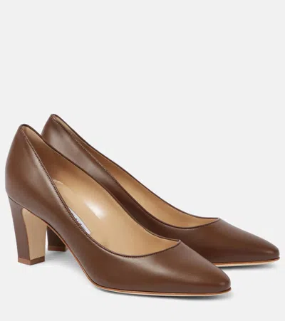 Manolo Blahnik Skiotto Leather Pumps In Brown