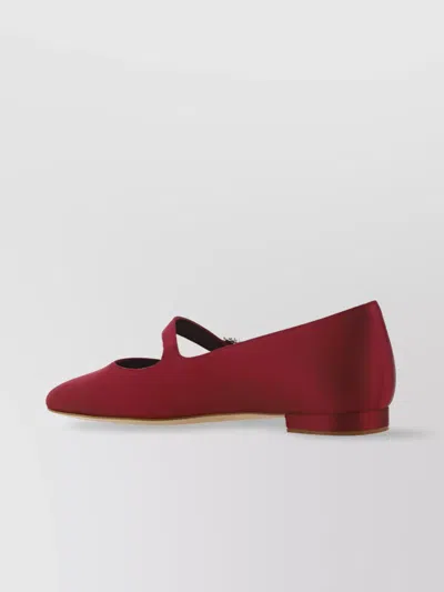 Manolo Blahnik Silk Satin Mary Jane Ballerinas