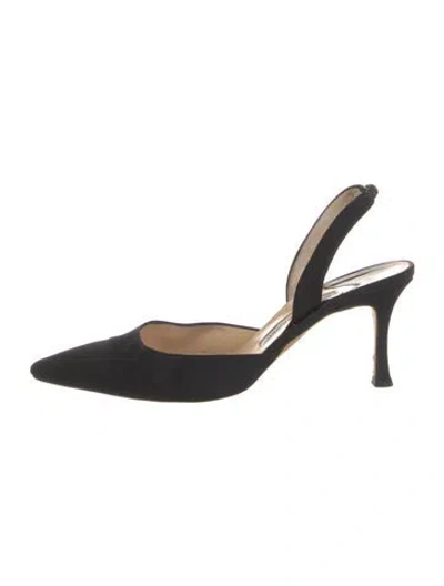 Pre-owned Manolo Blahnik Silk Slingback Pumps In Black