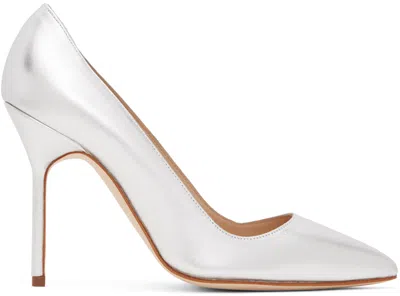 Manolo Blahnik Silver Bb Heels In 0001 Silver