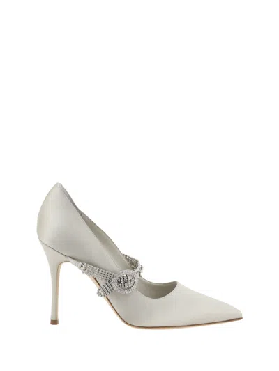Manolo Blahnik Silver Embellished Pumps In Pattern