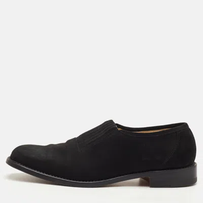 Pre-owned Manolo Blahnik Size 40.5 Black Suede Slip On Loafers