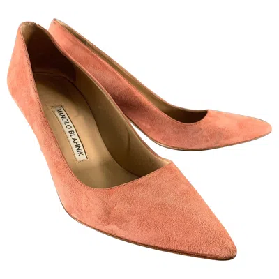 Pre-owned Manolo Blahnik Size 8.5 Pink Suede Pointed Toe Pumps